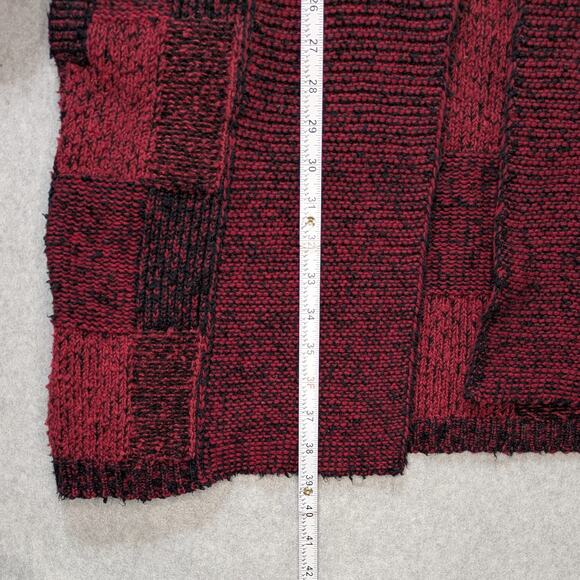 Lucky Brand Open Wear Red Black Checkered Boucle Cardigan Sweater Size M - Picture 9 of 16